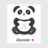 Sticker Monogramme de l'ours de panda de dessin mignon (Feuille)