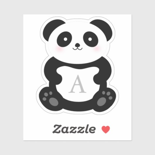 Sticker Monogramme de l'ours de panda de dessin mignon (Feuille)