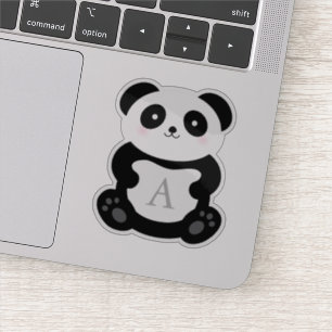 Sticker Monogramme de l'ours de panda de dessin mignon