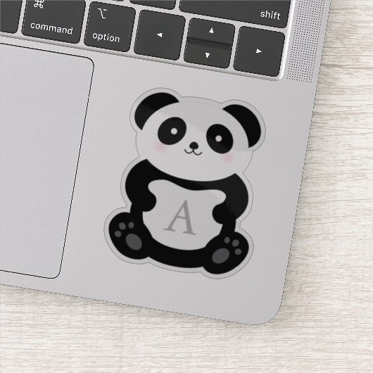 Sticker Monogramme de l'ours de panda de dessin mignon (Détail)