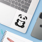 Sticker Monogramme de l'ours de panda de dessin mignon (Ordinateur portable avec iPhone)