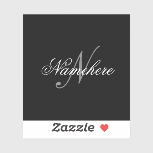 Sticker Monogramme de nom noir et blanc personnalisé uniqu (Feuille)