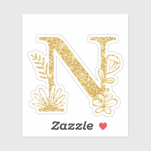 Sticker Monogramme de Parties scintillant d'or Initiale N  (Feuille)
