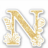 Sticker Monogramme de Parties scintillant d'or Initiale N  (Devant)