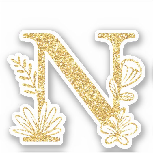 Sticker Monogramme de Parties scintillant d'or Initiale N  (Devant)