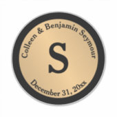 Sticker Monogramme de point Polka Or Mariage personnalisé (Devant)