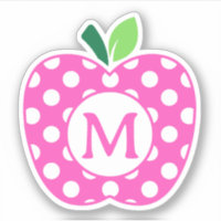 Monogramme de pomme rose et vert Polka Dot
