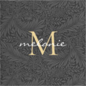 Sticker Monogramme de script floral noir élégant or (Recto)
