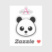 Sticker Monogramme de visage de panda souriant (Feuille)