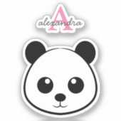 Sticker Monogramme de visage de panda souriant (Recto)