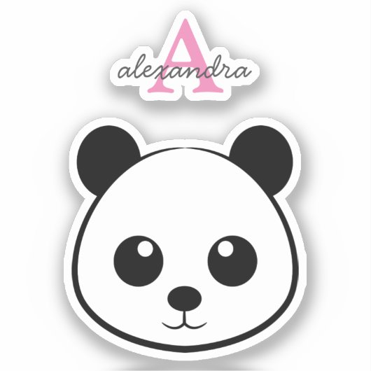 Sticker Monogramme de visage de panda souriant (Recto)