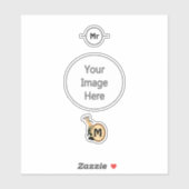 Sticker Monogramme d'oiseau Whimsical Hoopoe (Feuille)