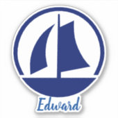 Sticker Monogramme du nom du bateau à voile Personnalisé (Devant)