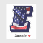 Sticker Monogramme E American Flag LETTRE E INITIALE USA (Feuille)