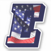 Sticker Monogramme E American Flag LETTRE E INITIALE USA (Devant)