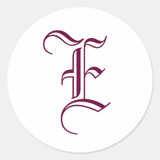 Sticker Monogramme "E" Vieux texte anglais Style_V (Devant)
