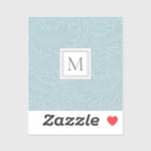 Sticker Monogramme élégant bleu boho motif botanique (Feuille)