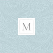 Sticker Monogramme élégant bleu boho motif botanique (Recto)