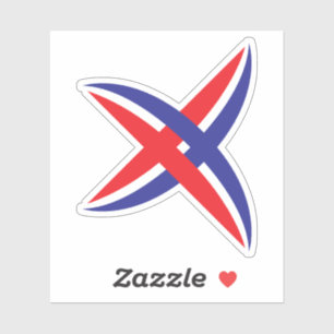 Sticker Monogramme élégant de lettre X à trait rouge et bl