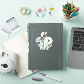 Sticker Monogramme Elégante Gris Bleu Dandelion Fleurs (Couverture iPad)