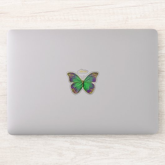 Sticker Monogramme Emerald Purple Gold Butterfly (Ordinateur)