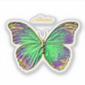 Sticker Monogramme Emerald Purple Gold Butterfly (Devant)