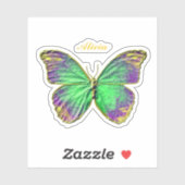Sticker Monogramme Emerald Purple Gold Butterfly (Feuille)