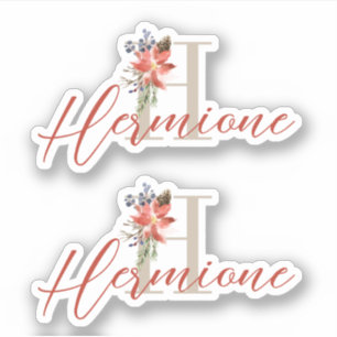 Sticker Monogramme et nom de poinsettia de vacances