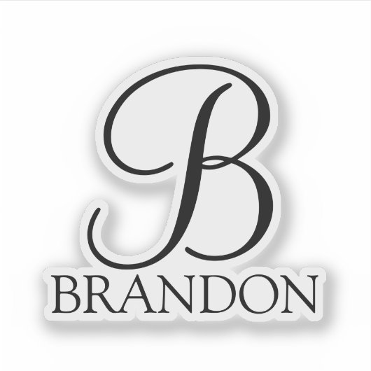 Sticker Monogramme et nom de script personnalisé (Devant)