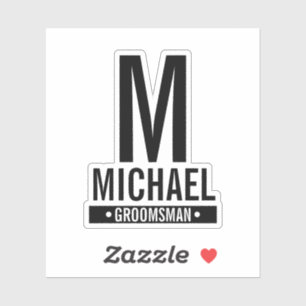 Sticker Monogramme et nom du Groomsman personnalisé