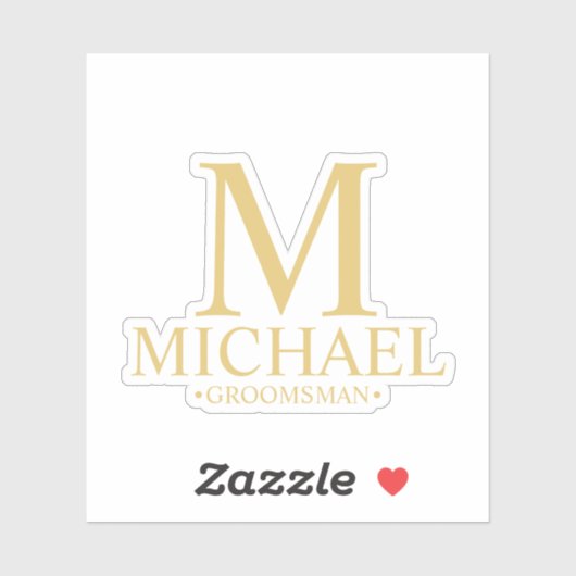 Sticker Monogramme et nom du Groomsman personnalisé modern (Feuille)