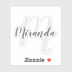 Sticker Monogramme et nom personnalisés de script moderne