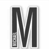 Sticker Monogramme et nom personnalisés modernes (Devant)