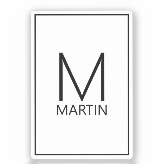 Sticker Monogramme et nom personnalisés modernes (Recto)