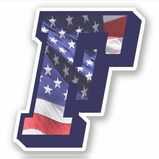 Sticker Monogramme F American Flag LETTRE F INITIALE USA (Devant)