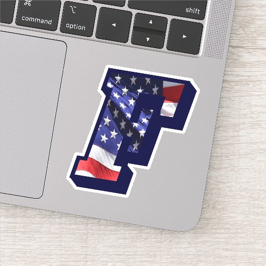Sticker Monogramme F American Flag LETTRE F INITIALE USA (Détail)