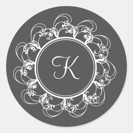 Sticker Monogramme fantaisie (gris) (Devant)