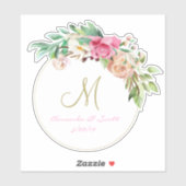 Sticker Monogramme floral mariage coupé Wreath (Feuille)