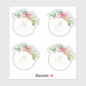 Sticker Monogramme floral mariage coupé Wreath (Feuille)
