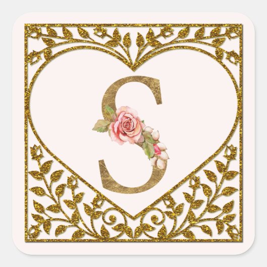 Sticker monogramme floral personnalisé (Devant)