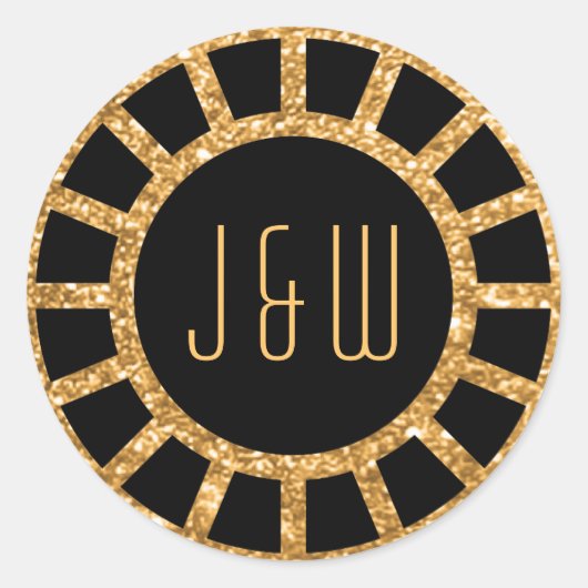 Sticker Monogramme Gatsby Ventilateur Art Déco Or (Devant)