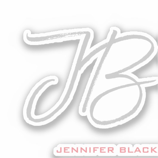 Sticker Monogramme Gris Blanc Clou Calligraphie Script (Recto)