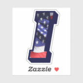 Sticker Monogramme I American Flag LETTRE I INITIAL USA (Feuille)
