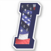 Sticker Monogramme I American Flag LETTRE I INITIAL USA (Devant)