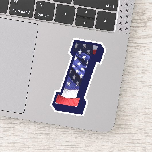 Sticker Monogramme I American Flag LETTRE I INITIAL USA (Détail)