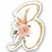 Sticker Monogramme initial B Parties scintillant or Peony  (Devant)
