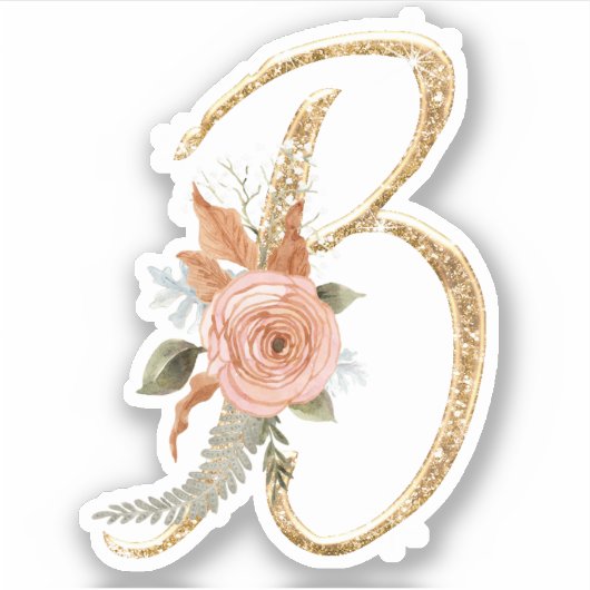 Sticker Monogramme initial B Parties scintillant or Peony  (Devant)
