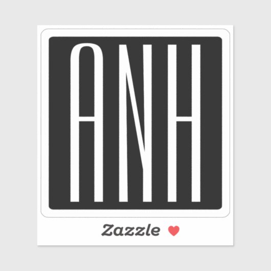 Sticker Monogramme initial | Blanc sur noir (Feuille)