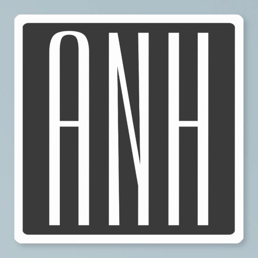 Sticker Monogramme initial | Blanc sur noir