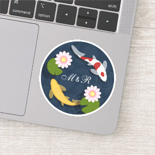 Sticker Monogramme initial de l'étang de poisson koi japon